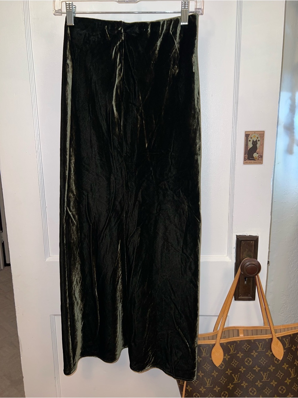 Anthropologie Dk Forest Green Velvet Column Skirt - fall style